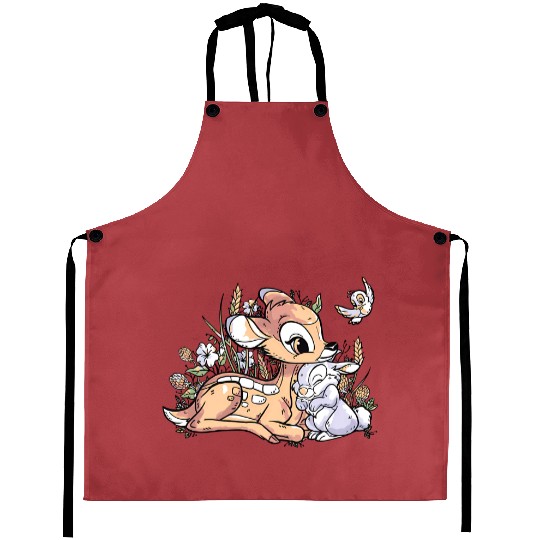 Cute Disney Bambi And Thumper Retro Vintage Aprons, Magic Kingdom Holiday Trip Aprons