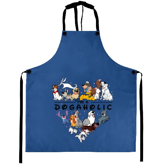Disney Dogaholic Aprons, Disney 101 Dalmatians Dogs, Tramp Aprons Lady Dog Mom Who Loves Disney Pluto Dog