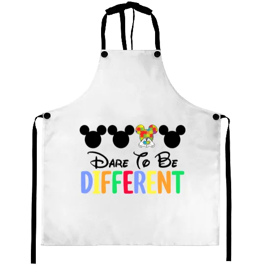 Autism Minnie Mouse Aprons, Disney Autism Mom Aprons, Mommy And Me Autism Awareness