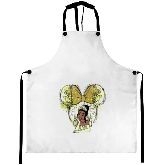 Tiana Disney Aprons, Tiana Watercolor Aprons, Tiana Princess Aprons, Cute Tiana Aprons.