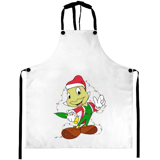 Disney Jiminy Cricket Pinocchio Santa Christmas Lights Aprons