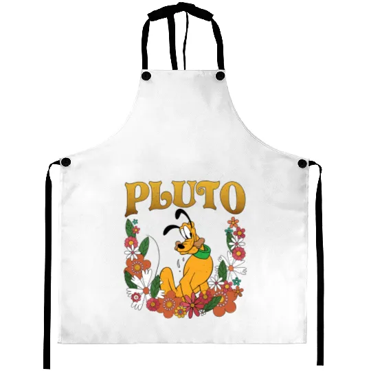Pluto Dog Disney Floral Aprons, Retro Pluto Aprons, Disney Pluto Aprons, Disney Animal Kingdom Aprons