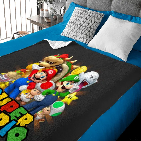 Super Mario Bros Group,Mario Luigi Yoshi Bowser Boo, Magic Kingdom,Disneyland Trip Family Baby Blankets