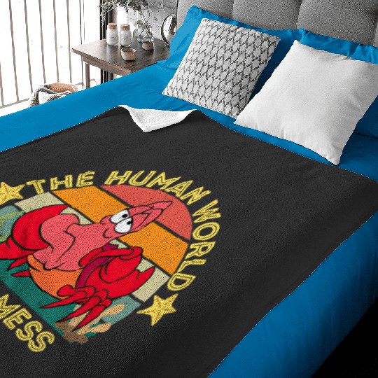 Funny Sebastian Crab Baby Blankets, Disney Baby Blankets, The Human World Is A Mess Baby Blankets