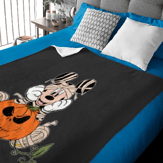 Discover Disney Mickey Mouse With Pumpkin Halloween Baby Blankets, Cartoon Baby Blankets, Cute Baby Blankets, Gift For Family