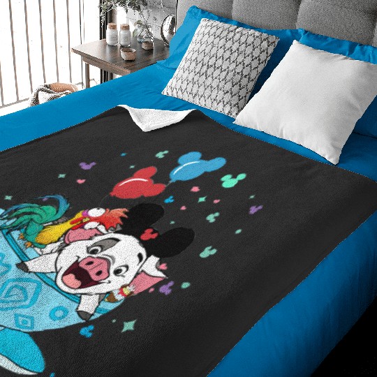Moana Baby Blankets Pua and Hei Hei, Disney Teacup Baby Blankets, Disney Matching Baby Blankets