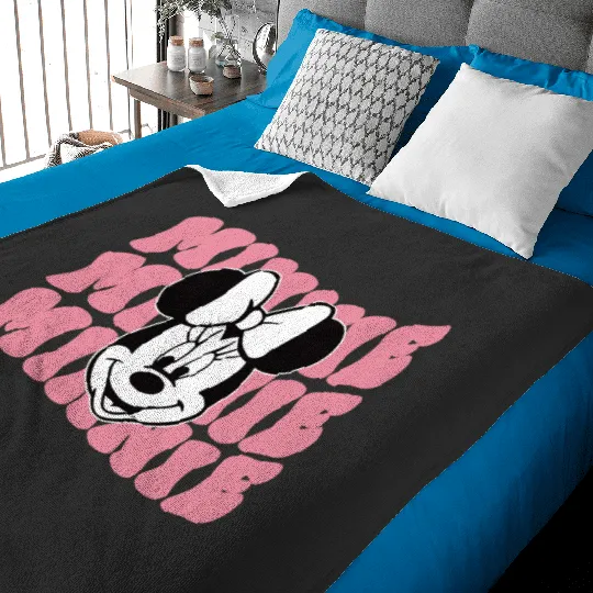Minnie Mouse Pink Background Baby Blankets, Disney Minnie Mouse Baby Blankets