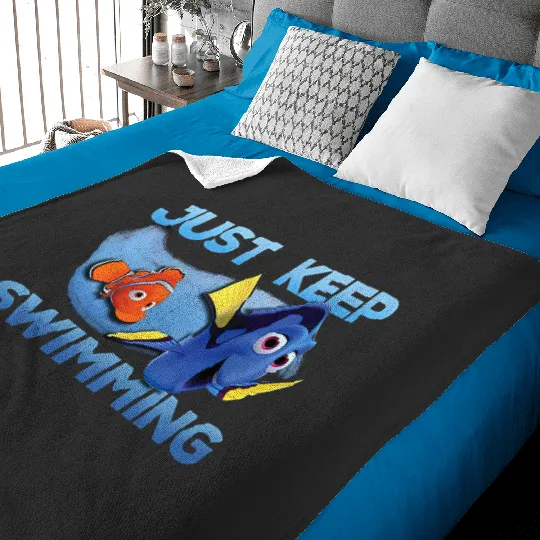 Disney Finding Nemo Just Keep Swimming Funny Nemo And Dory Baby Blankets, Cartoon Baby Blankets, Cute Baby Blankets, Gift For Family