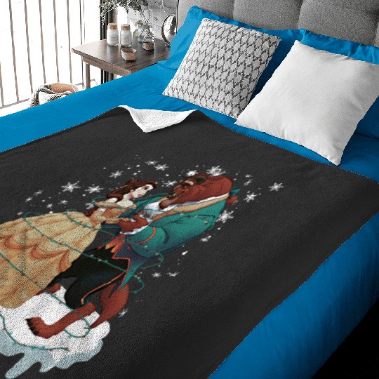 Beauty and the Beast Retro Christmas Baby Blankets, Disney Princess Christmas Baby Blankets