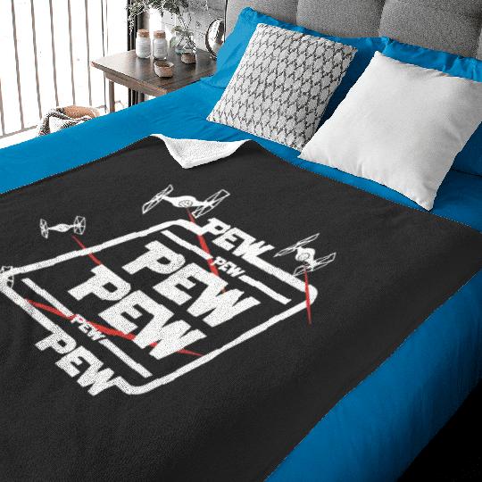 Pew Pew Baby Blankets, Pew Pew with Drone Baby Blankets, Disney Unisex Baby Blankets, Funny Baby Blankets