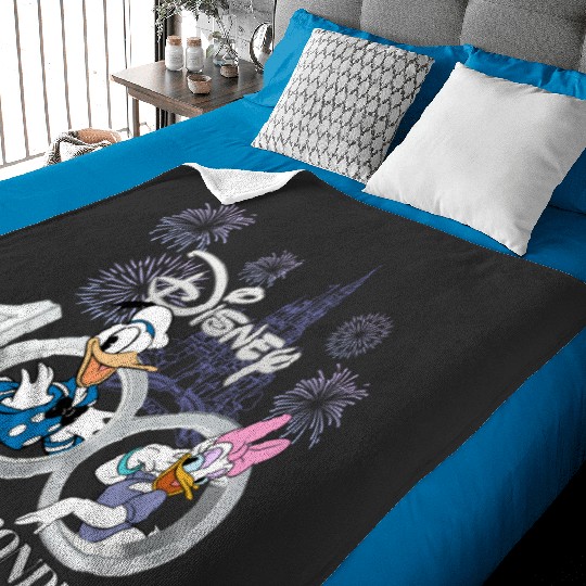 Donald and Daisy 100 Years of Wonder Baby Blankets, Disney 100th Anniversary Baby Blankets, Disney Couple Celebrating Baby Blankets, Magic Kingdom Baby Blankets