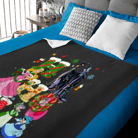 Disney Sleeping Beauty Christmas Vintage Baby Blankets, Princess Aurora HoHoHo Christmas Baby Blankets