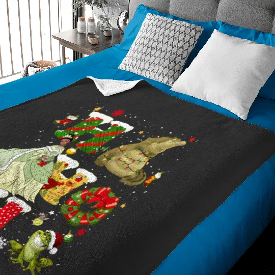 Disney The Princess and the Frog Christmas Vintage Baby Blankets, Princess Tiana Christmas Baby Blankets