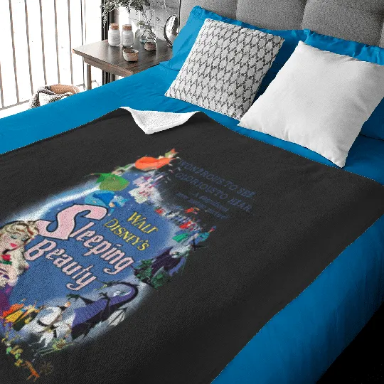 Retro Disney Sleeping Beauty Baby Blankets, Aurora and Prince Philip Baby Blankets