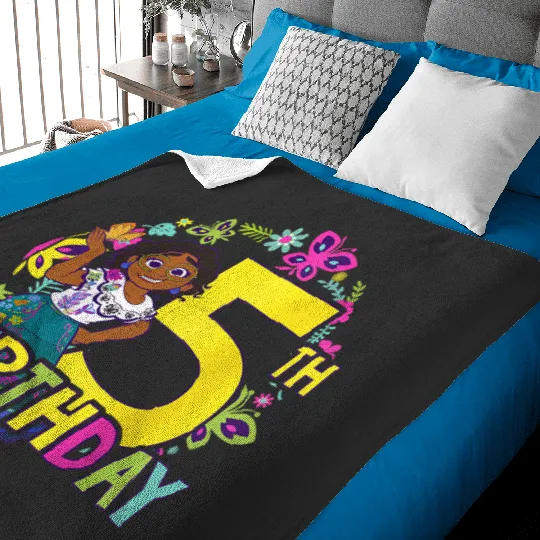 Disney Encanto Maribel 5th Birthday Smile Floral Portrait Raglan Baseball Baby Blankets