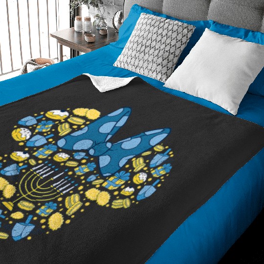 Disney Minnie Mouse Icon Hanukkah Chanukah Dreidel Menorah Baby Blankets