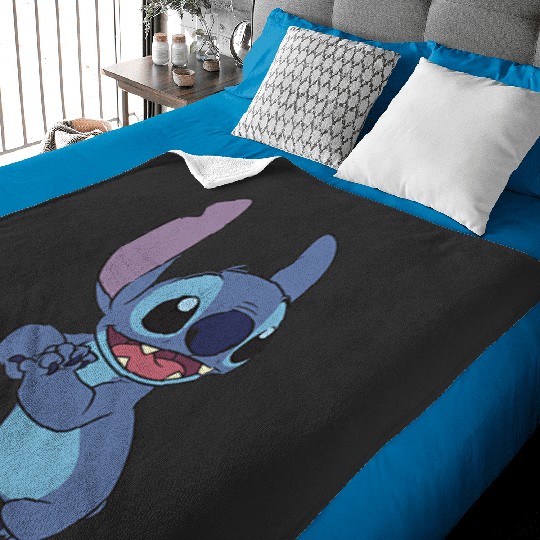 Discover Disney Lilo Stitch Cute Stitch Pose Left Chest Pocket Logo Baby Blankets