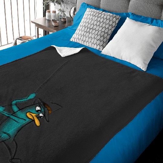 Disneys Phineas And Ferb Agent P Swinging Into Action Sketch Baby Blankets