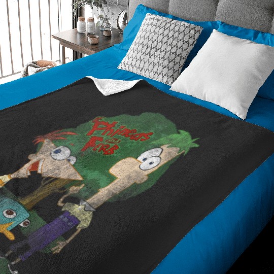 Disneys Phineas And Ferb Hanging Out With Perry Distressed Baby Blankets