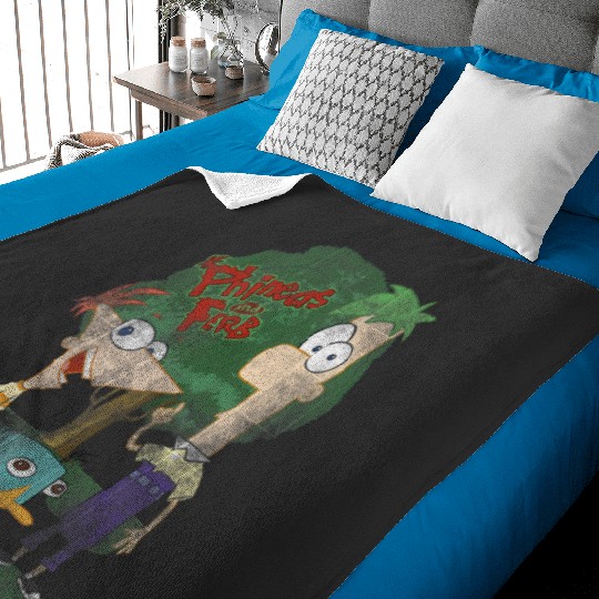 Disneys Phineas And Ferb Hanging Out With Perry Distressed Baby Blankets