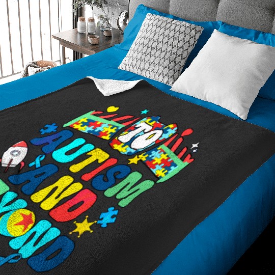 Buzz Lightyear and Woody To Autism and Beyond , Disney Toy Story Autism Awareness Tee, Puzzle Piece , Disneyland Family Trip Baby Blankets