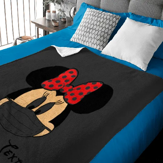 CUSTOM Disney T-Shirt - Mickey Mouse and Minnie Mouse with a Mask - Quarantine - Social Distancing - Wear a mask - 6 feet apart 2020 - 2021 Baby Blankets