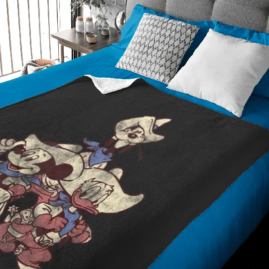 Disney Mickey And Friends Vintage Cowboy Western Group Baby Blankets