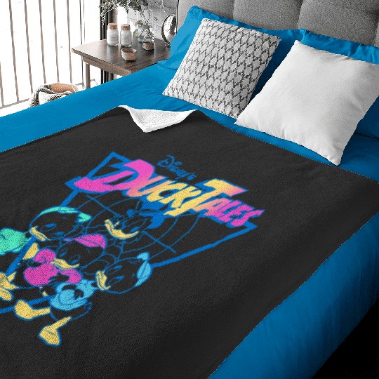 Disney DuckTales Vintage Neon Outlines Group Shot Distressed Baby Blankets