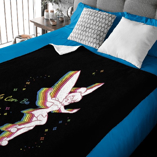 Disneys Peter Pan Tinker Bell Rainbow Free As Can Be VNeck Baby Blankets