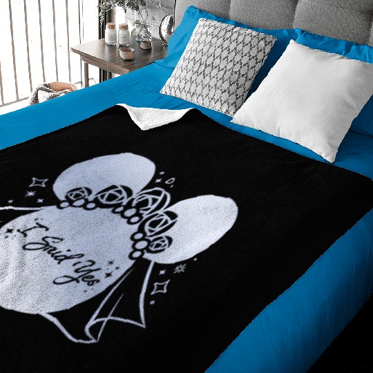 Disney I Said Yes Proposal Engagement Bridal Veil Minnie Baby Blankets