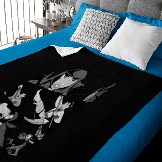 Disneys mulan angry warrior princess panel pullover Baby Blankets