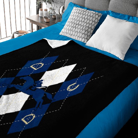 Disney Mickey Mouse Horse Racing Silhouette Argyle Pattern Baby Blankets
