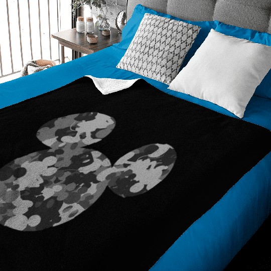 Disney Mickey Camo Gray Baby Blankets