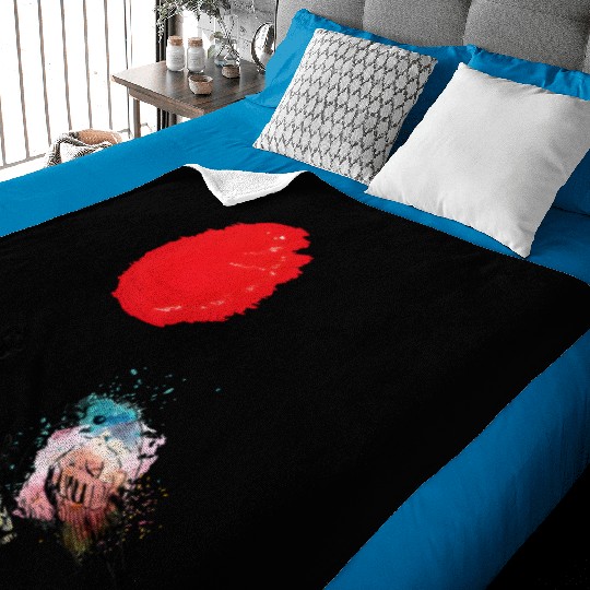 Murakami Birds Red Moon Japenese Baby Blankets