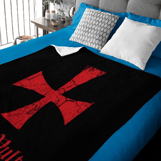 Distressed Deus Vult Knights Templar Cross Crusade Baby Blankets
