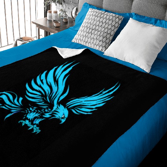 "Blue Tribal Eagle Art Design" Baby Blankets