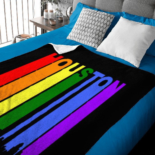Houston Texas Rainbow Skyline LGBT Gay Pride Baby Blankets