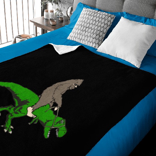 Bigfoot riding T rex Baby Blankets