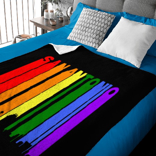 San Antonio Texas Gay Pride Rainbow Skyline Baby Blankets