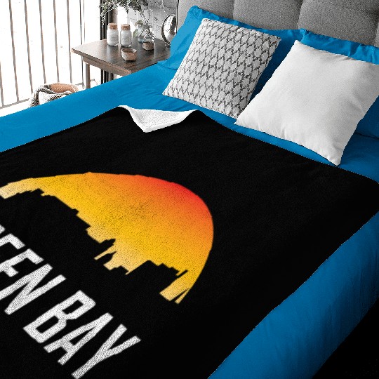 Green Bay Wisconsin Sunset Skyline Baby Blankets