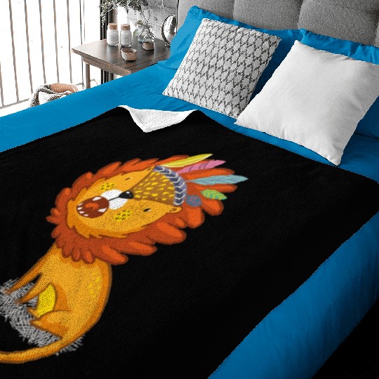 Lion with feather crown Baby Blankets