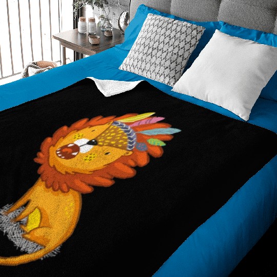 Lion with feather crown Baby Blankets