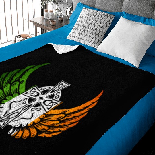 Irish Flag Design Celtic Cross Irish gift Baby Blankets