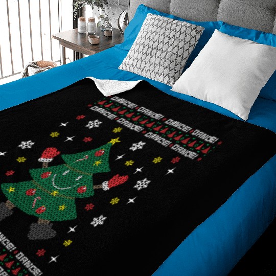 Holiday Ugly Christmas Sweater DANCING XMAS TREE Baby Blankets