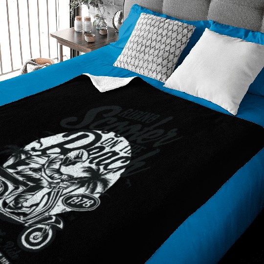 Scooter Beach Baby Blankets