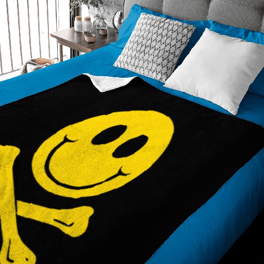 Smiley Pirate Skull and Crossbones Baby Blankets