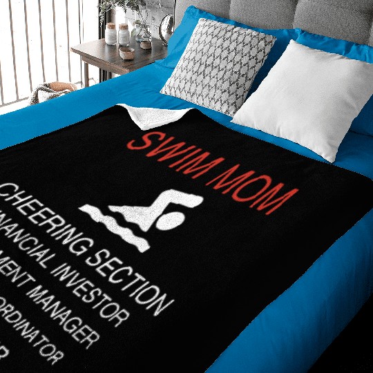 Swim Mom Duties Baby Blankets