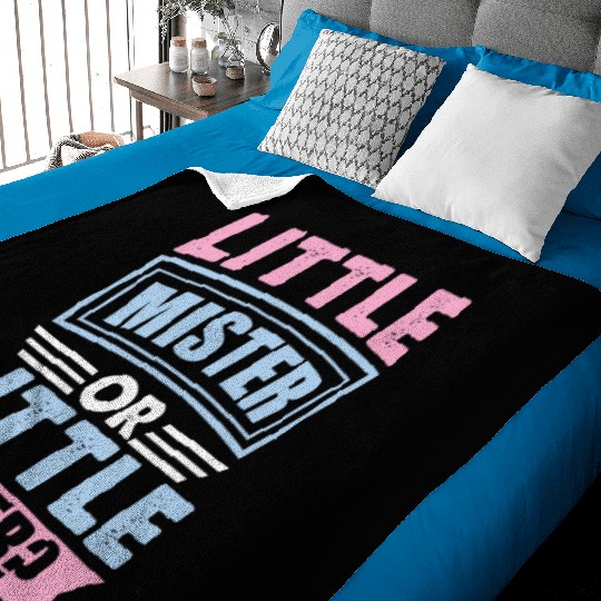 Little Mister Or Little Sister | Gender Reveal Baby Blankets