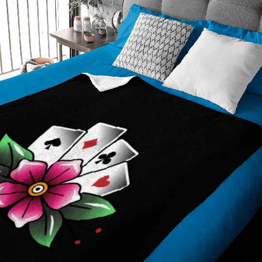 Flower gambler tattoo Baby Blankets