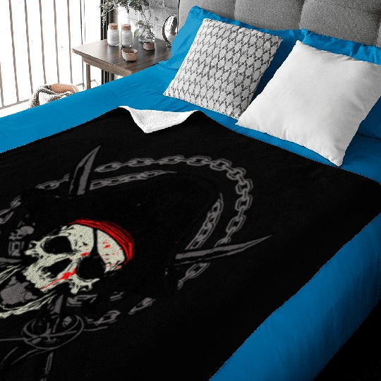 Ahoy Buccaneers Avast Ye motif of Pirate Skull Baby Blankets